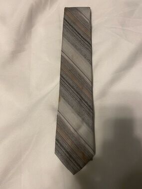 Striped Men's Tie in Gray and Brown